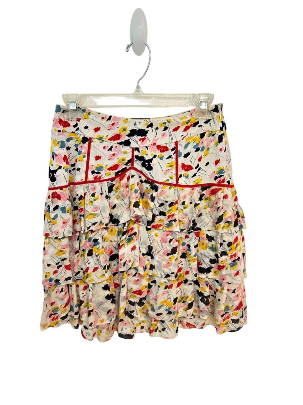 Diane Von Furstenberg Abstract Print Silk Lycra Ruffle Skirt size 2